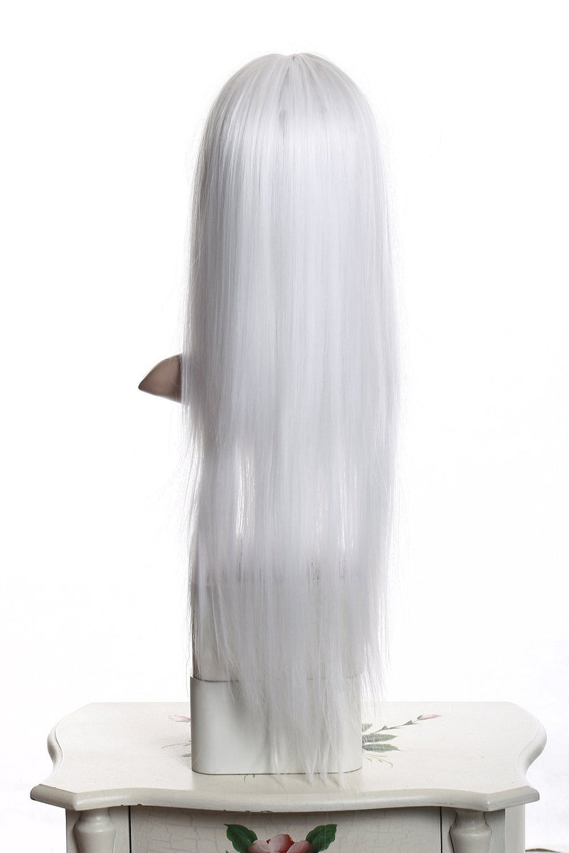 Prettyland 80cm lange Damen Perücke Mittelscheitel Wig Cosplay Hitzefest Weiss white C875 schneeweis