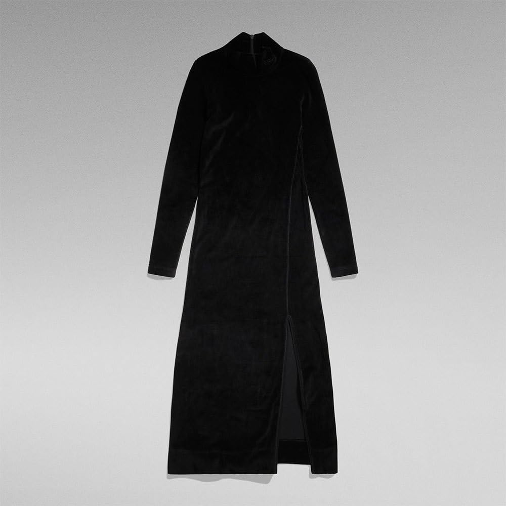 G-STAR RAW Damen Velvet Slit Kleid Casual Dress XXS Schwarz (Dk Black D24224-d428-6484), XXS Schwarz