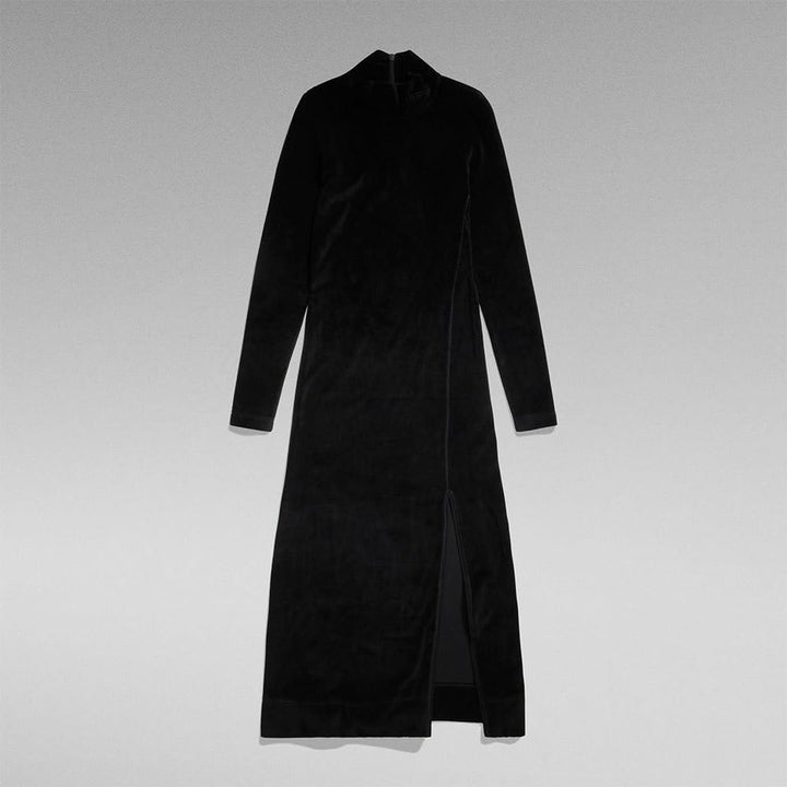 G-STAR RAW Damen Velvet Slit Kleid Casual Dress XXS Schwarz (Dk Black D24224-d428-6484), XXS Schwarz