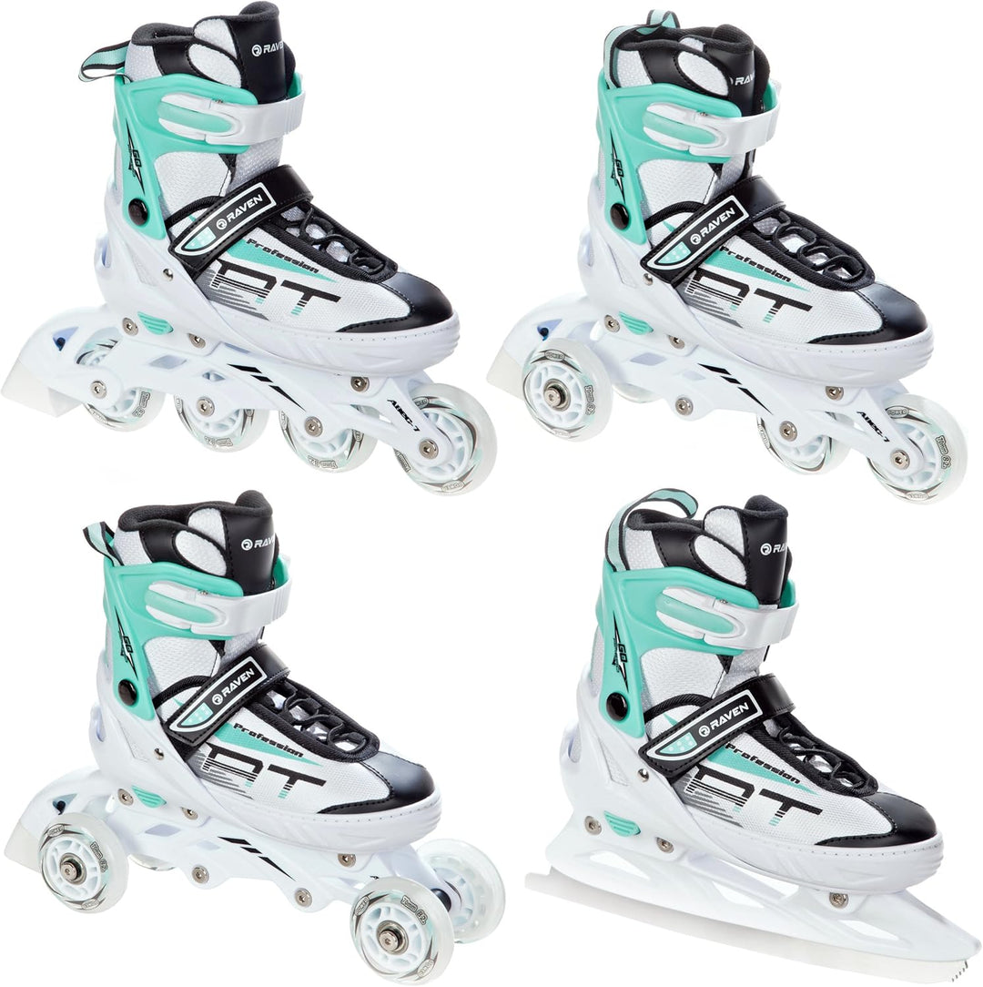 RAVEN Profession 4in1 Inlineskates Triskates Rollschuhe Schlittschuhe Inliner für Kinder und Erwachs