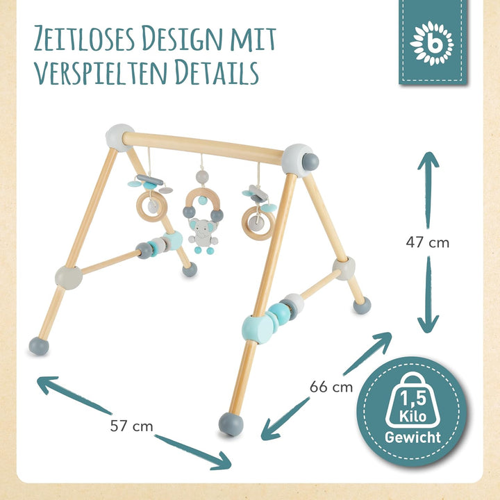 Bieco Spieltrapez | Spielbogen Baby Holz mit Figuren & Kugeln | Spielebogen Holz Baby | Spieltrapez