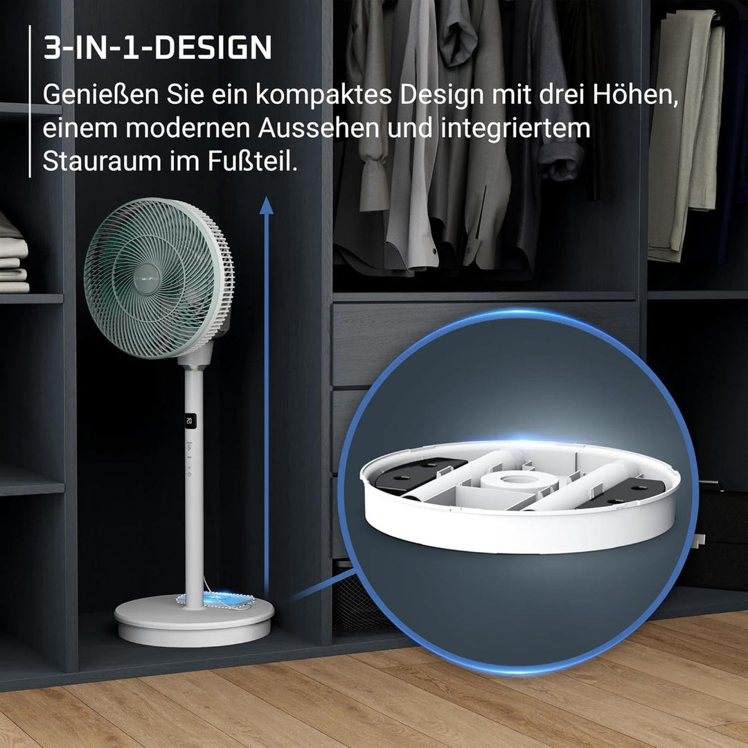 Rowenta Turbo Silence Compact 3D Nomad, intensive und geräuscharme Erfrischung, externe Akku-Kompati
