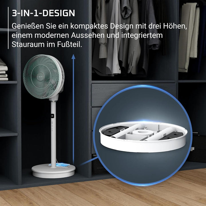 Rowenta Turbo Silence Compact 3D Nomad, intensive und geräuscharme Erfrischung, externe Akku-Kompati