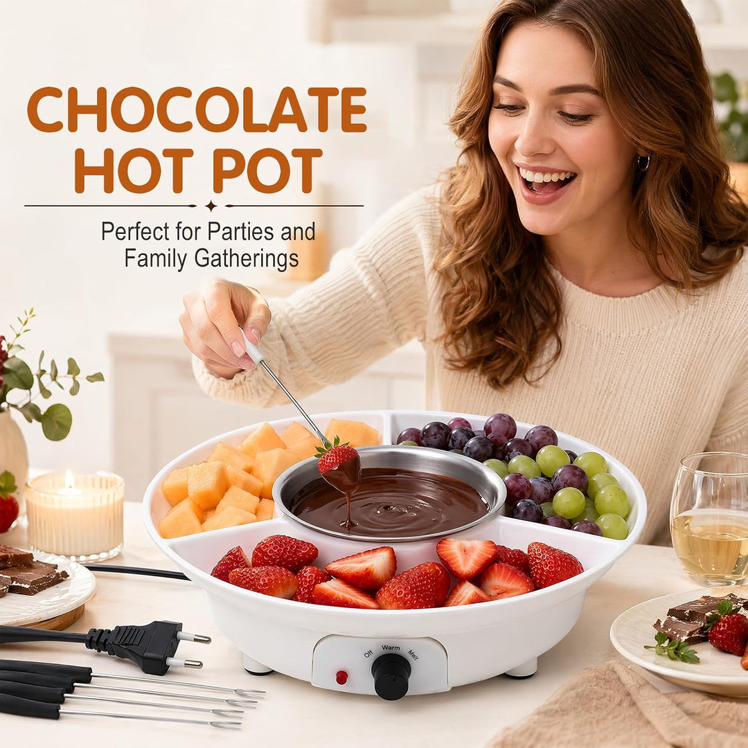 Elektrisches Schokofondue, Schokoladen Fondue mit 4 Gabeln, Temperiergerät zum Schokolade &amp; Kuvertür