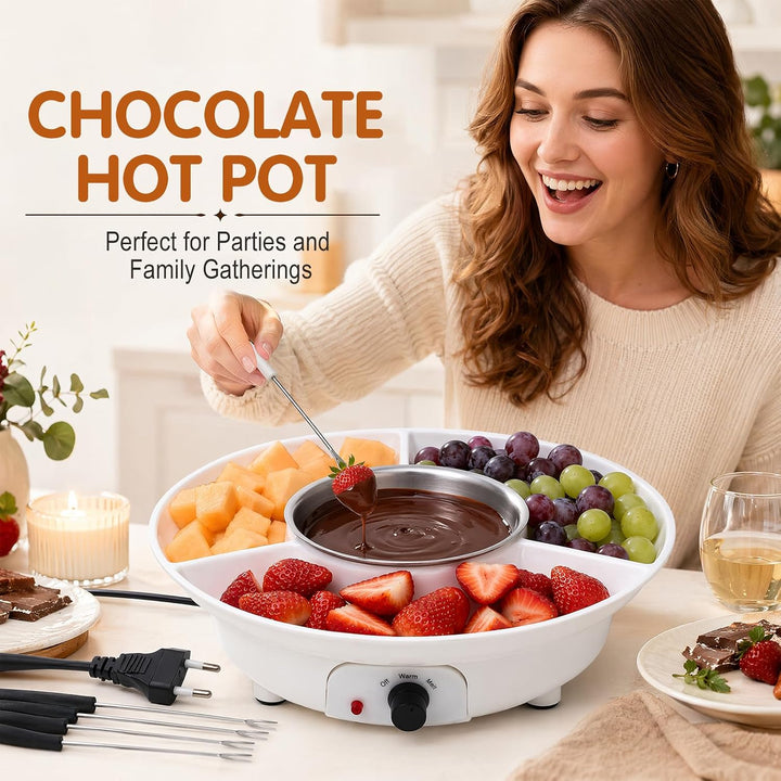 Elektrisches Schokofondue, Schokoladen Fondue mit 4 Gabeln, Temperiergerät zum Schokolade &amp; Kuvertür