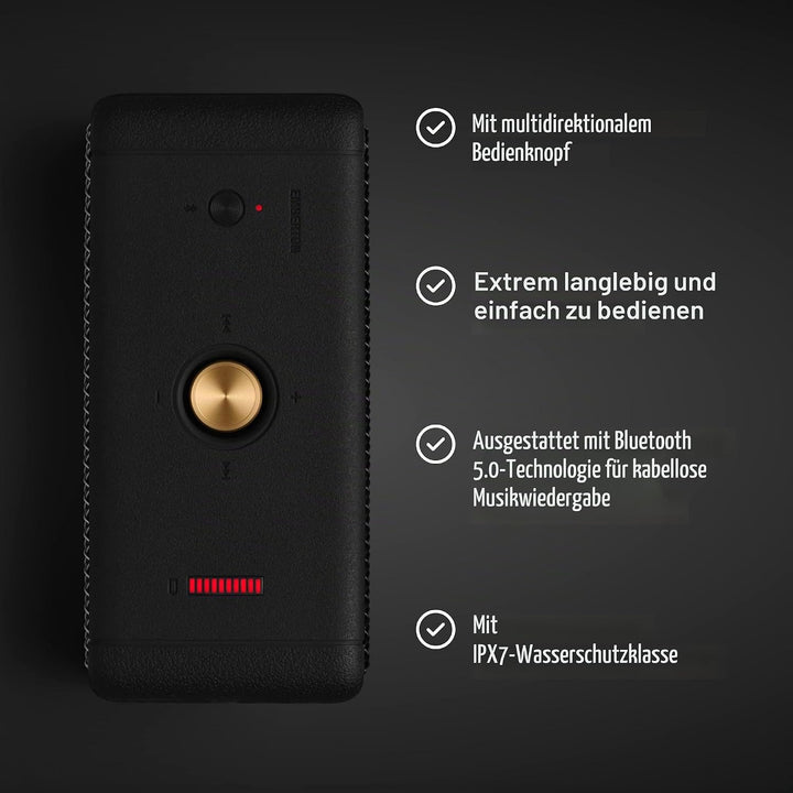 Marshall Emberton Bluetooth Tragbarer Lautsprecher, Kabelloser, Wasserabweisend - Schwarz Schwarz Tr