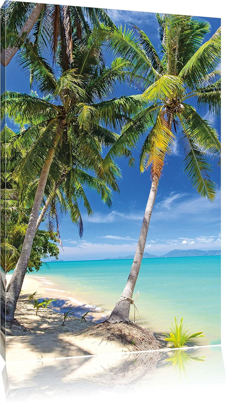 Palmen Traumstrand, Format: 100x70 auf Leinwand, XXL riesige Bilder fertig gerahmt mit Keilrahmen, K