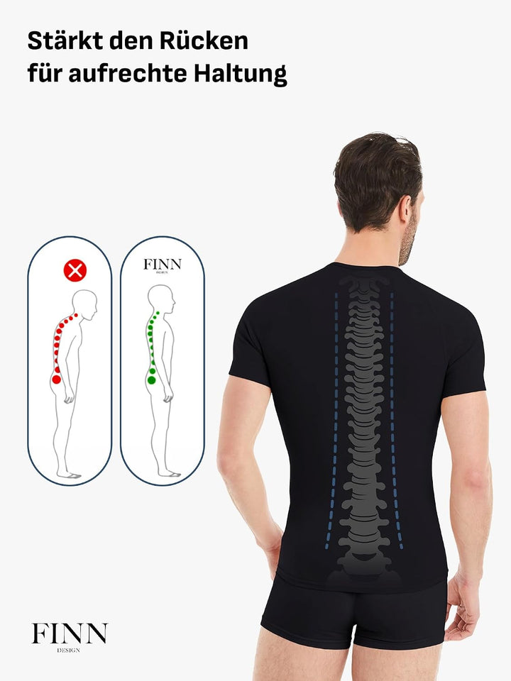 FINN Figurformendes Kompressions-Shirt Herren mit Bauchweg Effekt - Kurzarm Shapewear Unterhemd aus