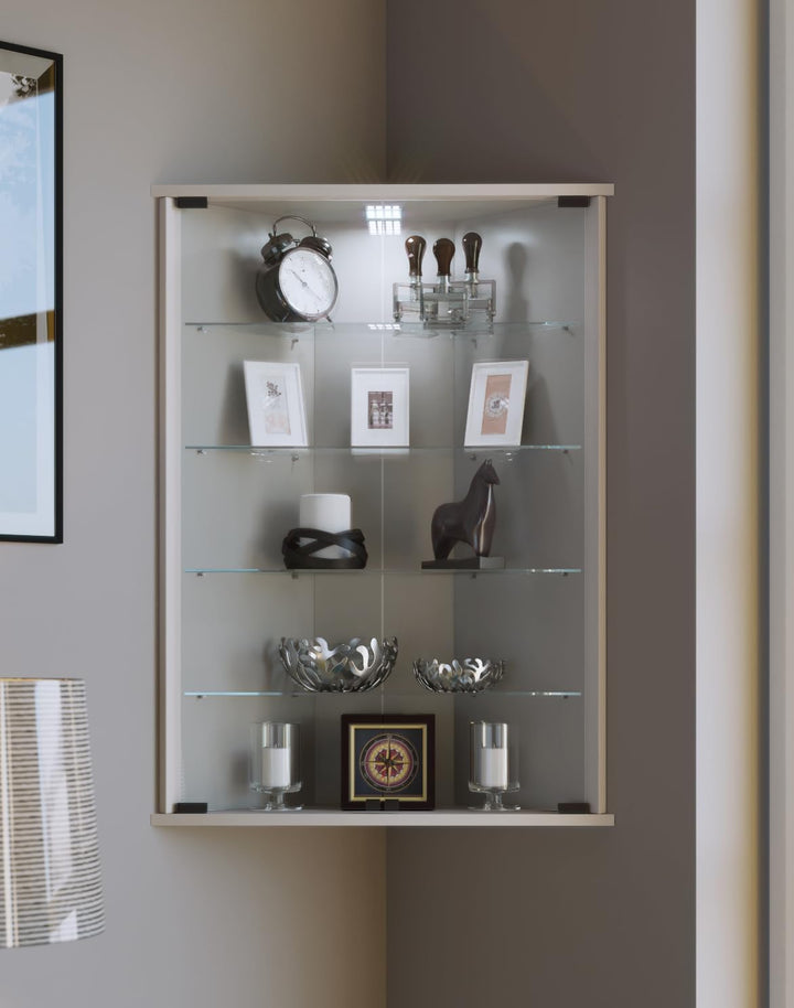 VCM Hängevitrine Wandvitrine Eckvitrine Glastür Vecko Weiss