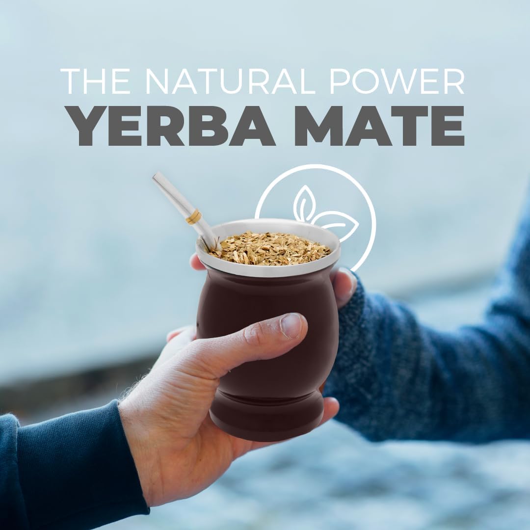 balibetov Yerba Mate Tee Set (Mate Becher) aus Rostfreiem Edelstahl mit Bombilla (Strohhalm) für Mat