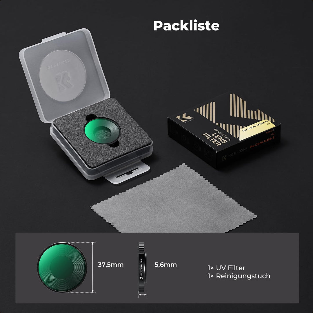 K&amp;F CONCEPT UV Filter Kompatibel mit DJI Osmo Action 6, UV Schutzfilter Ultraviolett-Filter Optische