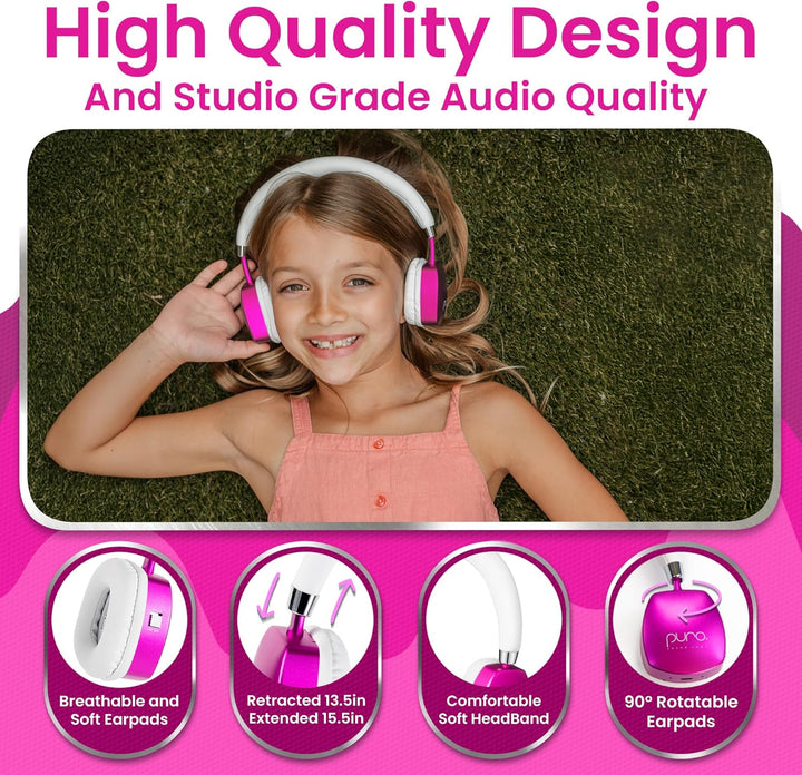 Puro Sound Labs PuroQuiet Plus Lautstärkebegrenzte On-Ear Active Noise Cancelling Bluetooth Kopfhöre