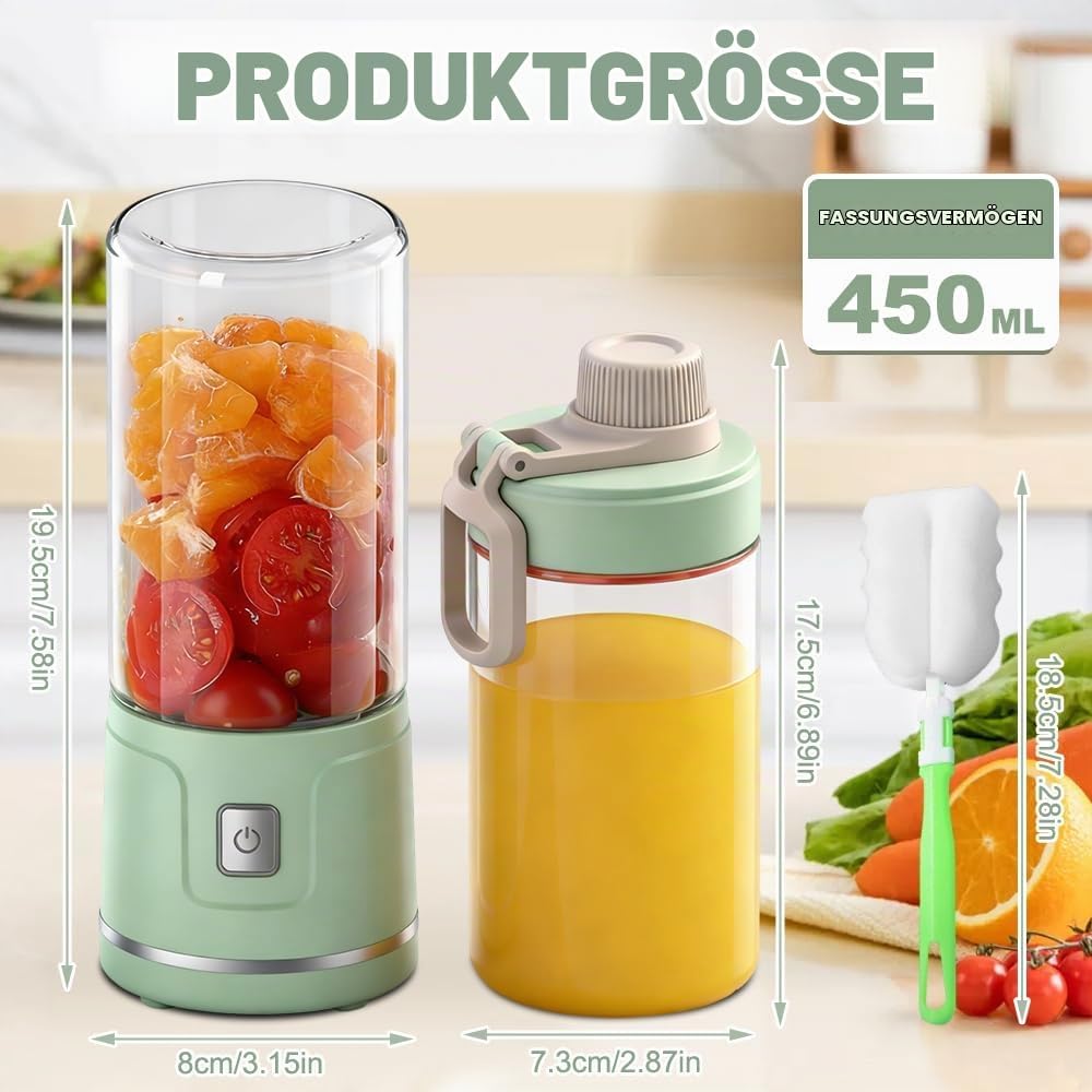 Tragbarer Mixer Smoothie Maker To Go, SGZIOO 450 ML Portable Blender, 38 Klingen, Kleiner Mixer Für