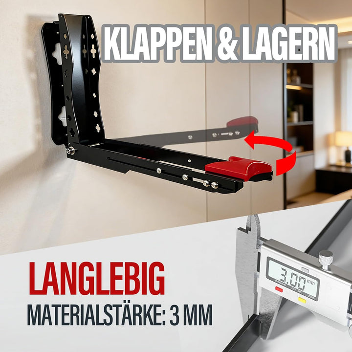 Fahrrad Wandhalterung schwenkbar| Bis 40 kg | Vertikaler Fahrradhalter für Garage & Keller | Klappba
