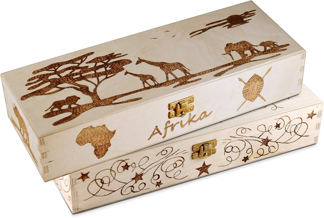 Pebaro 0266 Brandmalkolben, 6 Brennspitzen, 3 Brennstempel in praktischer Holzbox, Brandmalerei, Pyr