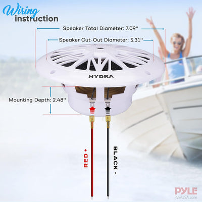 Pyle PLMR62 200 W 16,5 cm 2 Wege Marine Lautsprecher, Weiss