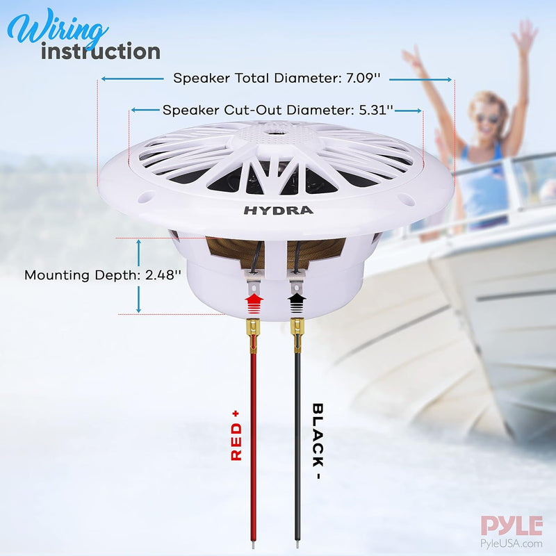 Pyle PLMR62 200 W 16,5 cm 2 Wege Marine Lautsprecher, Weiss