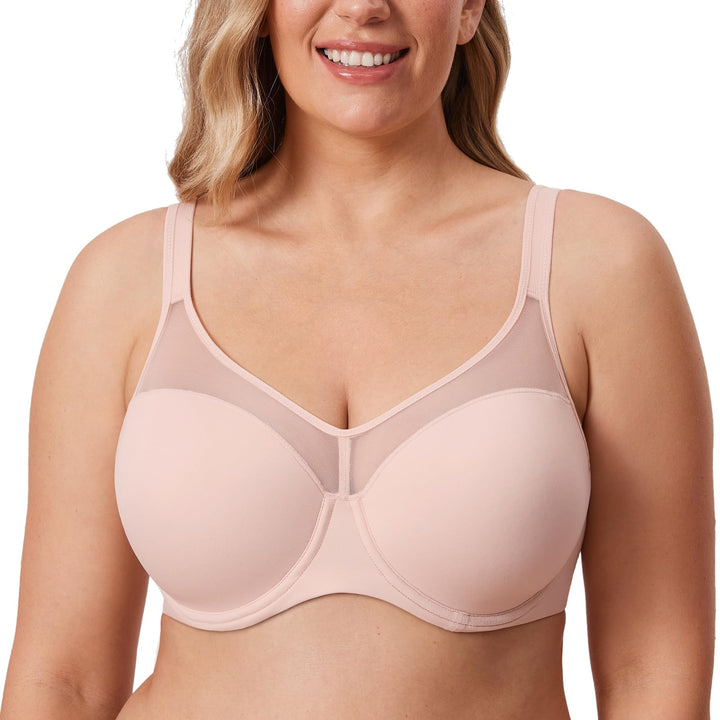 DELIMIRA Damen T Shirt BH mit Bügel Vollschalen Nahtlose BH Grosse Grössen Gepolstert 75C Nacktes Ro