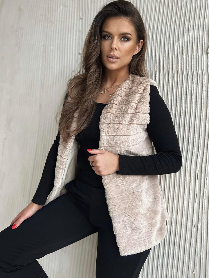 Weste für Damen, Weich und Flauschig, Kurze Fellweste, Perfekt für Kältere Tage, Stylische Damen Wes