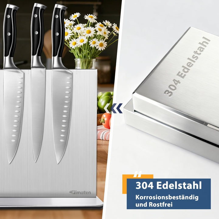 Fimaten Messerblock Magnetisch ohne Messer, Magnet Messerblock aus Edelstahl, Doppelseitig Magnetisc