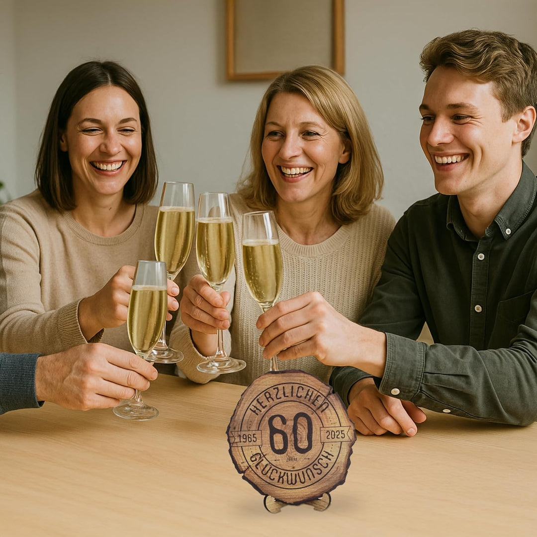 Baumscheibe mit Gravur für 25. Jubiläum – Firmenjubiläum Geschenk aus Holz – Dienstjubiläum Holz Ges