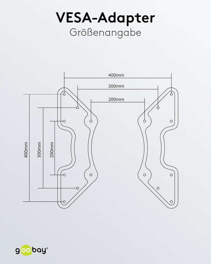 Goobay 60134 VESA-Adapter für TV-Wandhalter zur Erweiterung der VESA-Masse eines TV-Wandhalters, Sch