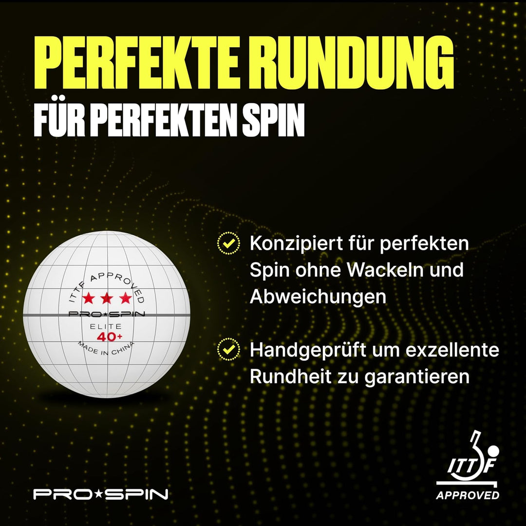 PRO SPIN Tischtennisbälle -Weisse Tischtennisbällen 3 Sterne 40+ | Hochwertige ABS-Trainingsbälle |
