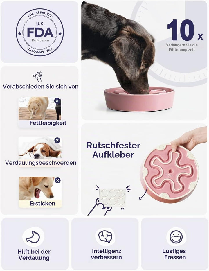 LE TAUCI Hundenapf aus Keramik, Antischlingnapf für Mittelgrosse und Kleine Hunde, Langsam Fressen u