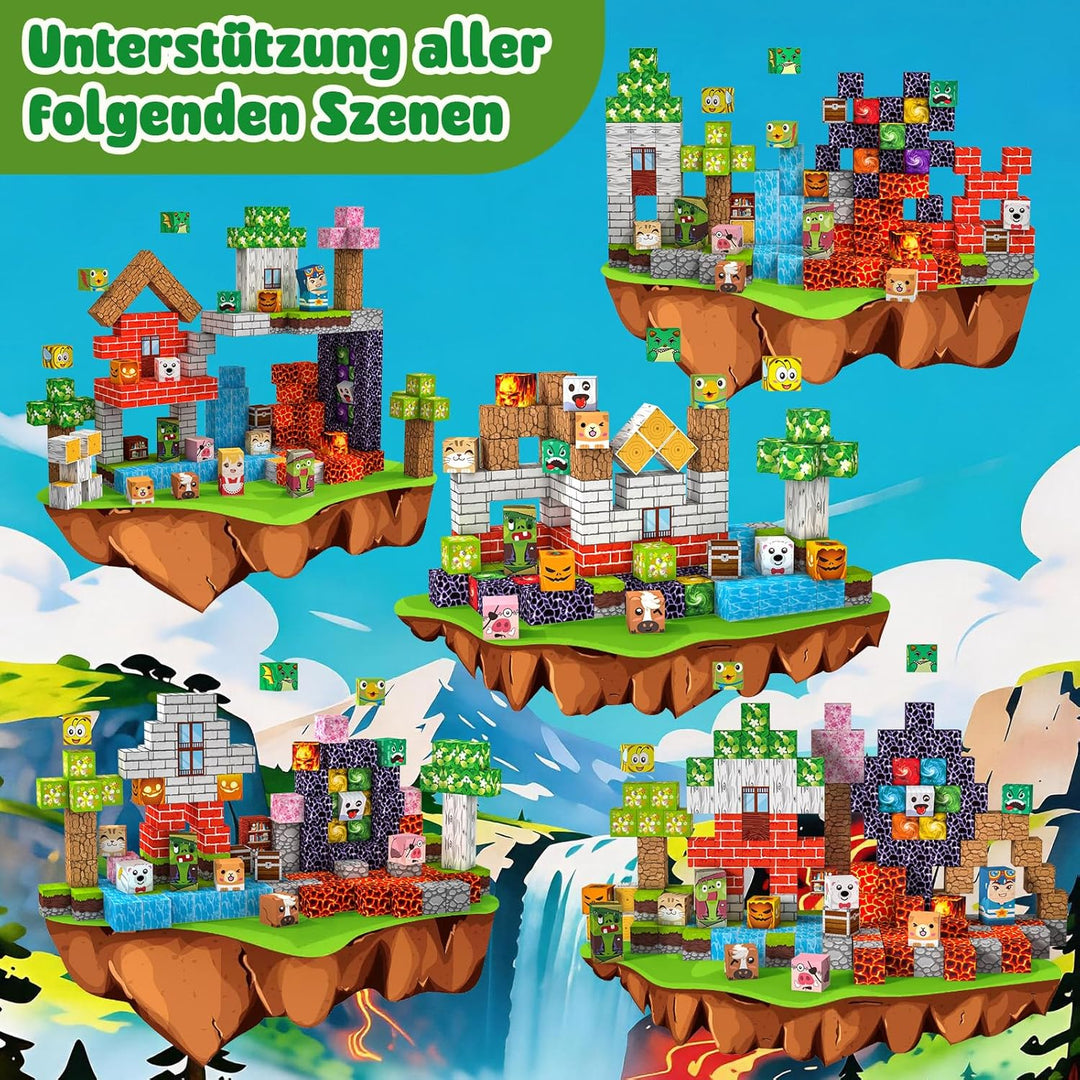 Crifeton Magnetische Bausteine 220 PCS 2CM, Montessori Spielzeug Magnete Kinder, Magnetische Bauwelt