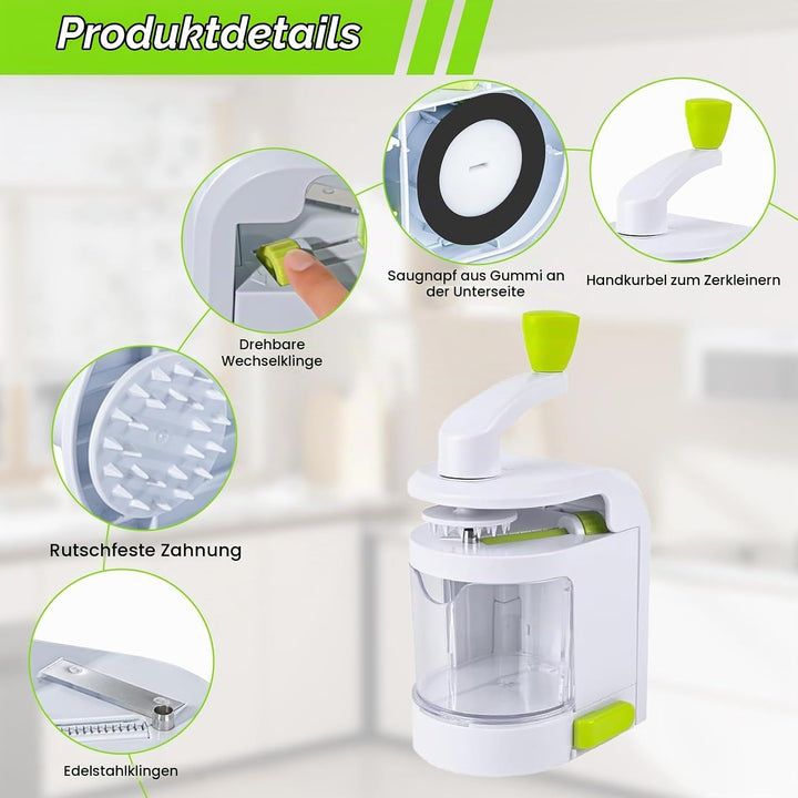 Spiralschneider Gemüse, 4 in 1 Zucchini Spaghetti Schneider mit Auffangbehälter, BPA-frei, Zucchini