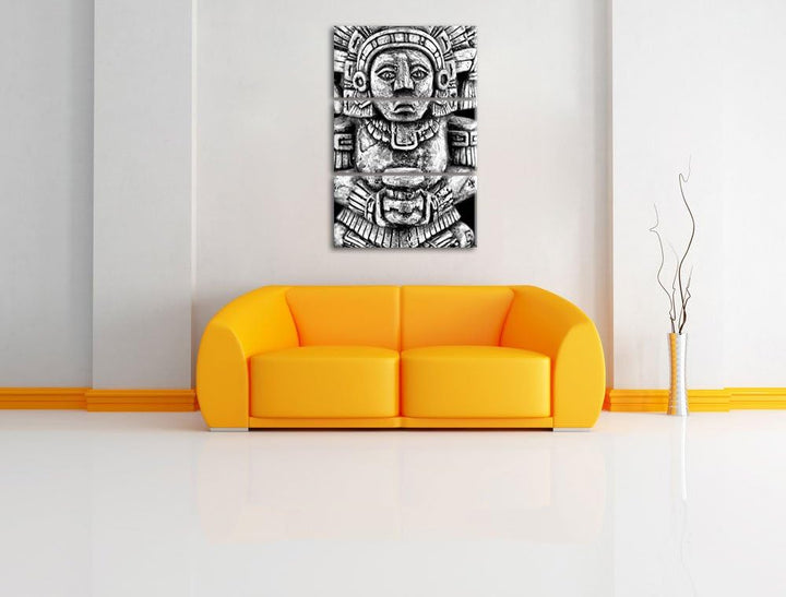 Pixxprint kleine Maya Skulptur als Leinwandbild/Grösse: 3 Teilig (120x80 cm) cm/Wandbild/Kunstdruck/
