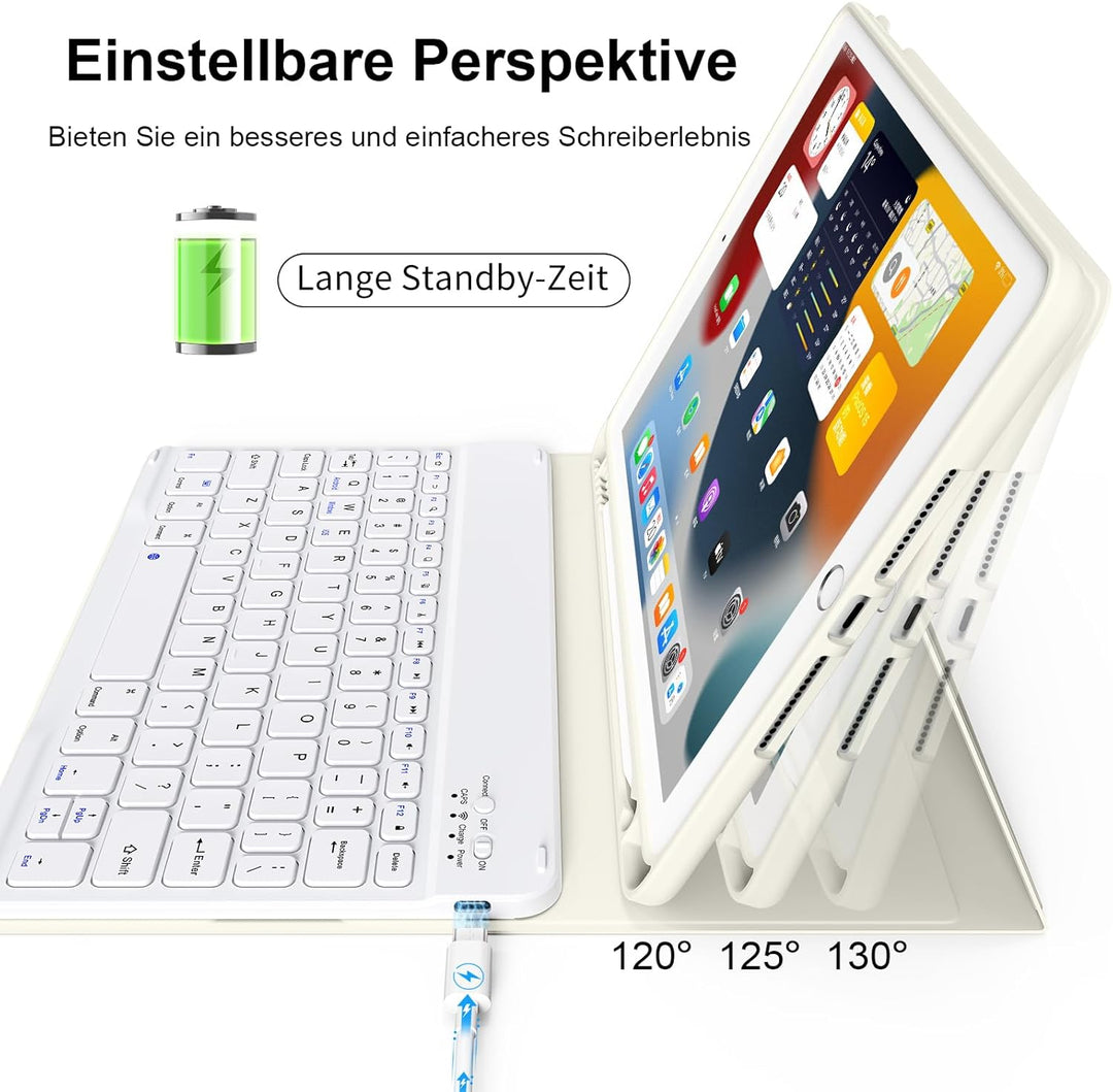 Tastatur Hülle für iPad 9./ 8./ 7. Generation (2021/2020/2019) mit Stifthalter, Soft TPU Schutzhülle