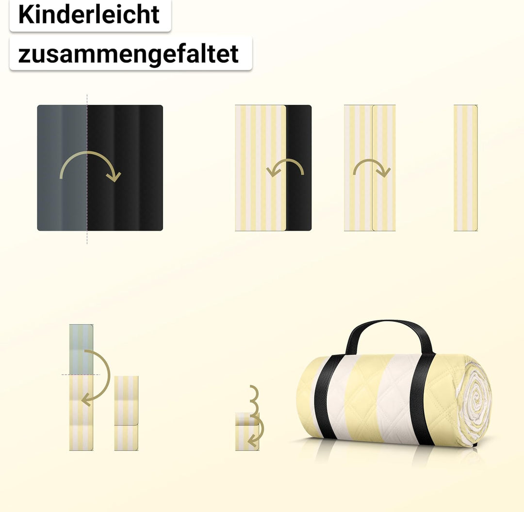 HOEL Picknickdecke 200x200 cm wasserabweisend + isoliert - Strandmatte gepolstert XXL - Picknickdeck