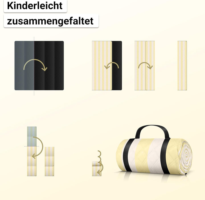 HOEL Picknickdecke 200x200 cm wasserabweisend + isoliert - Strandmatte gepolstert XXL - Picknickdeck