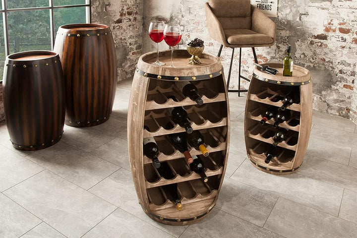 riess-ambiente.de Authentisches Weinregal Bodega 80cm Natur Weinfass Shabby Pinie