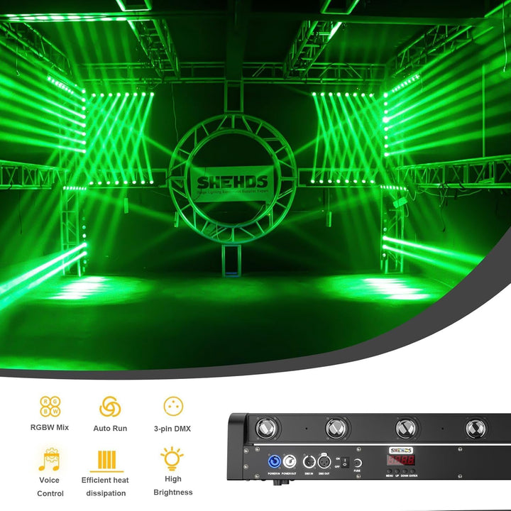 SHEHDS Moving Head Licht Bar LED 8x12W RGBW 4IN1 Strahl- und Blitz-Effekt 8° Linsenwinkel Bühnenlich