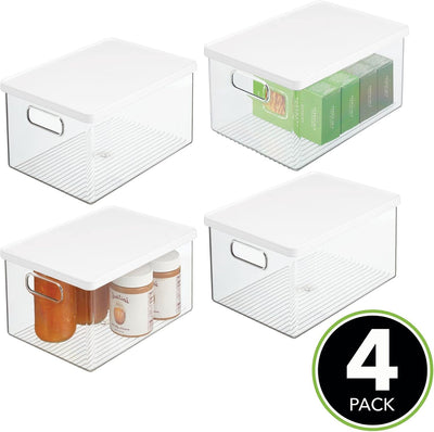 mDesign 4er-Set Kühlschrankbox – Kühlschrank Vorratsdose mit Griffen und abnehmbarem Deckel – lebens