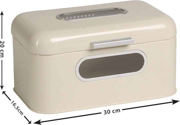 Echtwerk Brotkasten, Retro-Brotbox aus Metall mit Sichtfenster, Platzsparende Aufbewahrungsbox, Brot