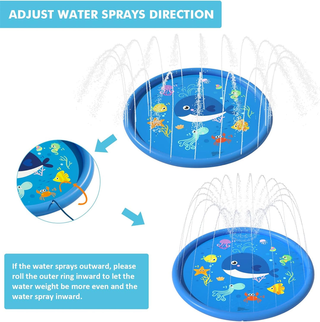 Peradix Splash Pad,170CM Sprinkler Wasser-Spielmatte Anti-Rutsch Splash Play Matte Sommer Outdoor Ga