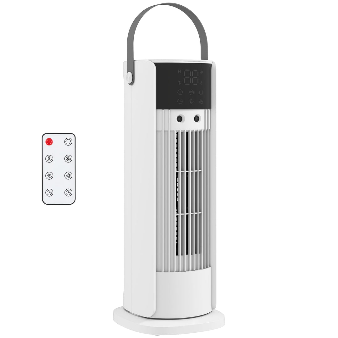 HOMCOM Turmventilator Kleiner Ventilator mit Nebelfunktion, 3 Geschwindigkeiten DC Motor, LED Anzeig
