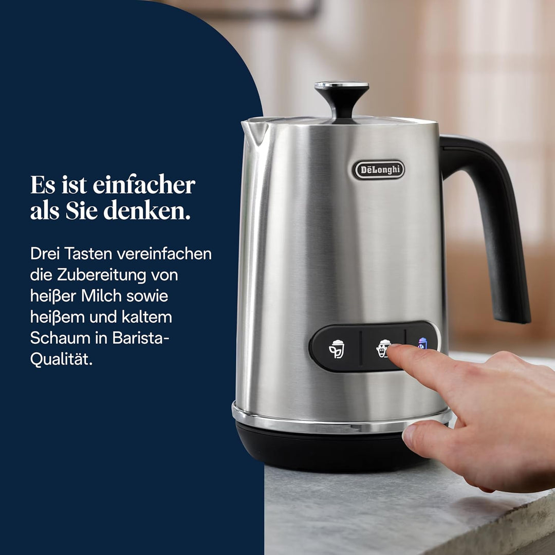 De'Longhi Elektrischer Milchaufschäumer LatteMix EMF3.M, für heisse & kalte Milch & pflanzlichen Alt