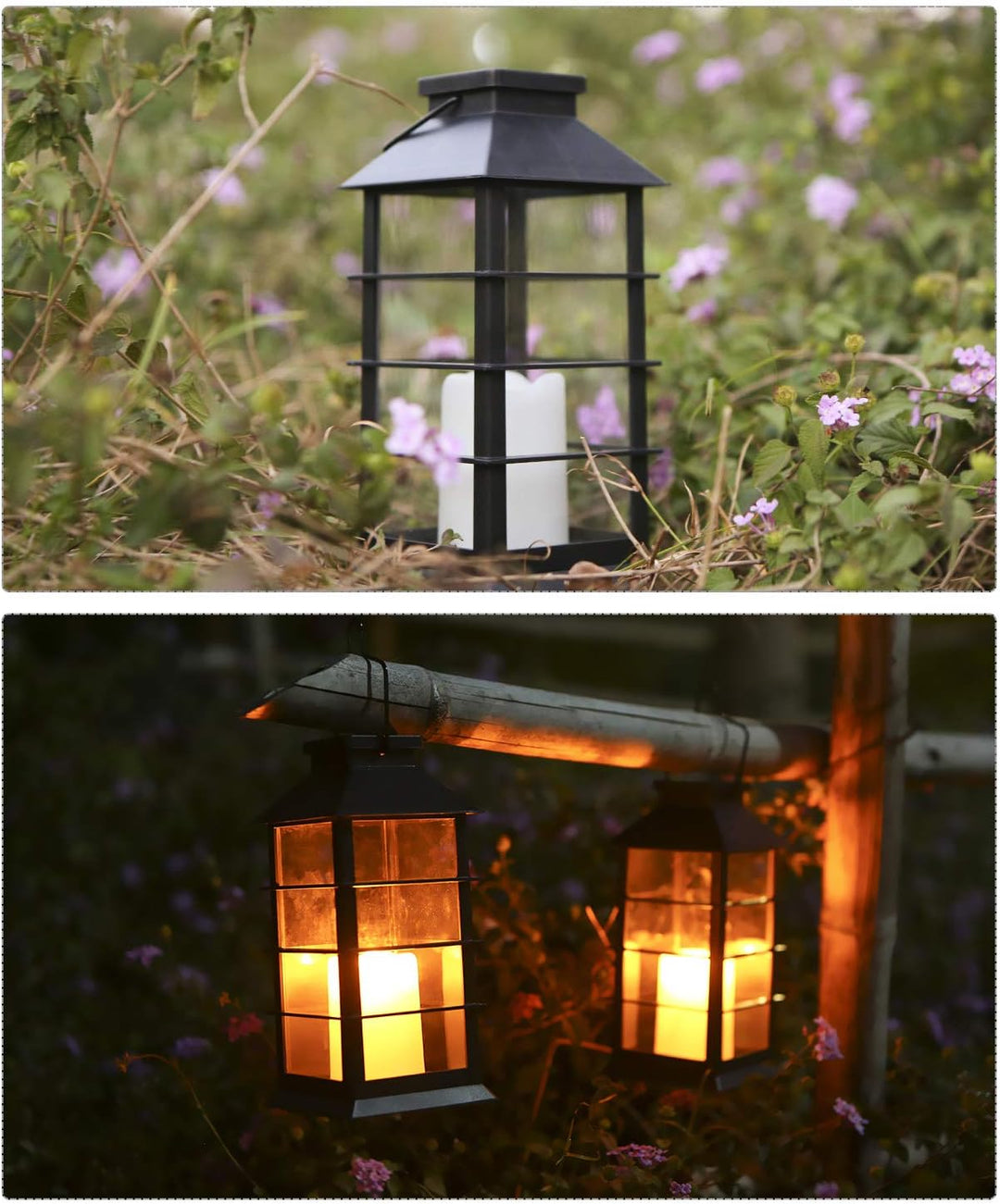 Solar Laterne, Tomshine 2er SolarLaterne mit Kerzen Lichteffekt Solarlampe für Aussen im Freien häng