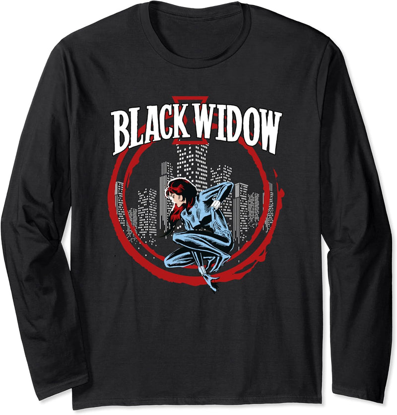 Marvel Black Widow Red Circle Adult Langarmshirt