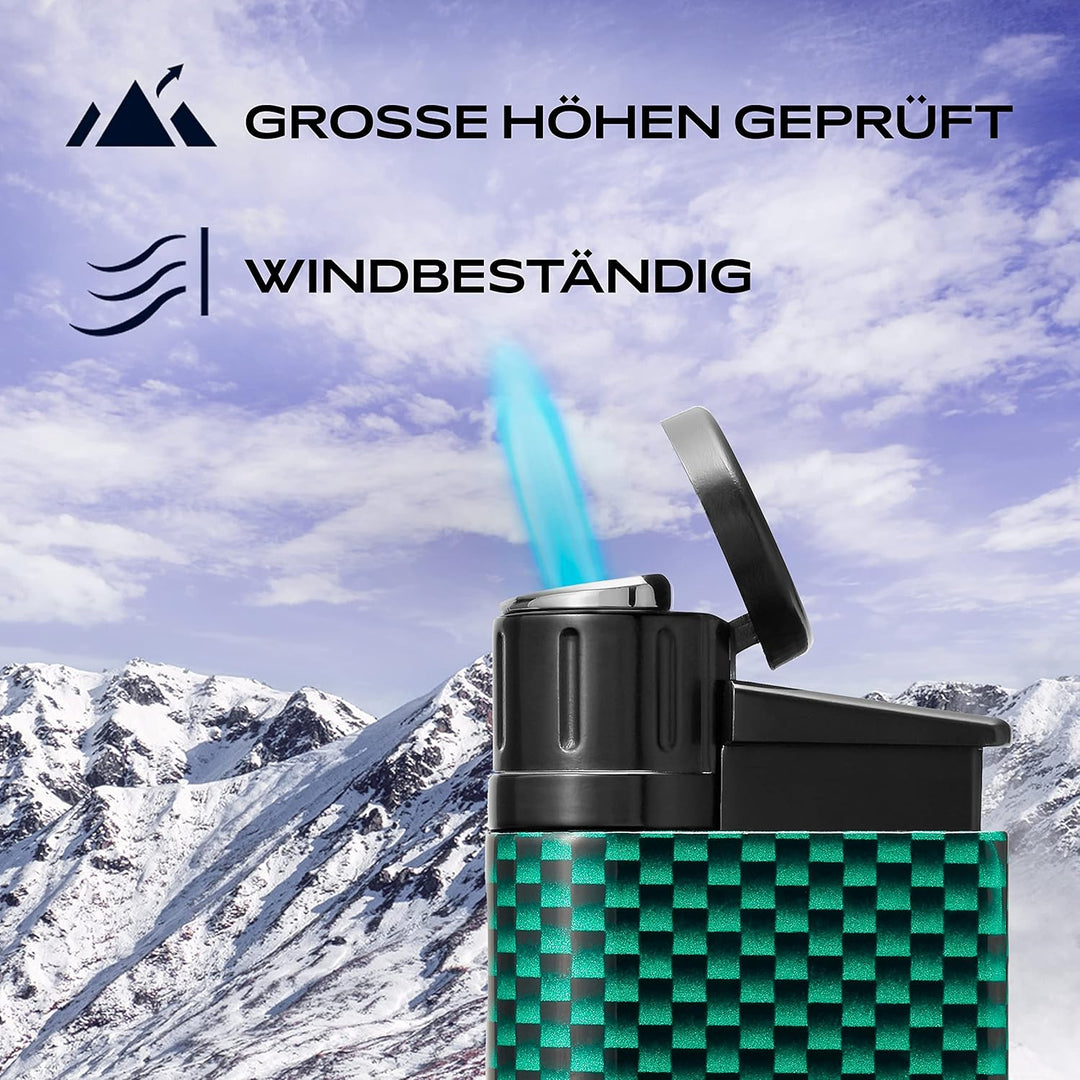 Colibri Evo Sturmfeuerzeug - Windbeständig - Extragrosse Einstellrad - Jet Feuerzeug Mit Einzel Jetf