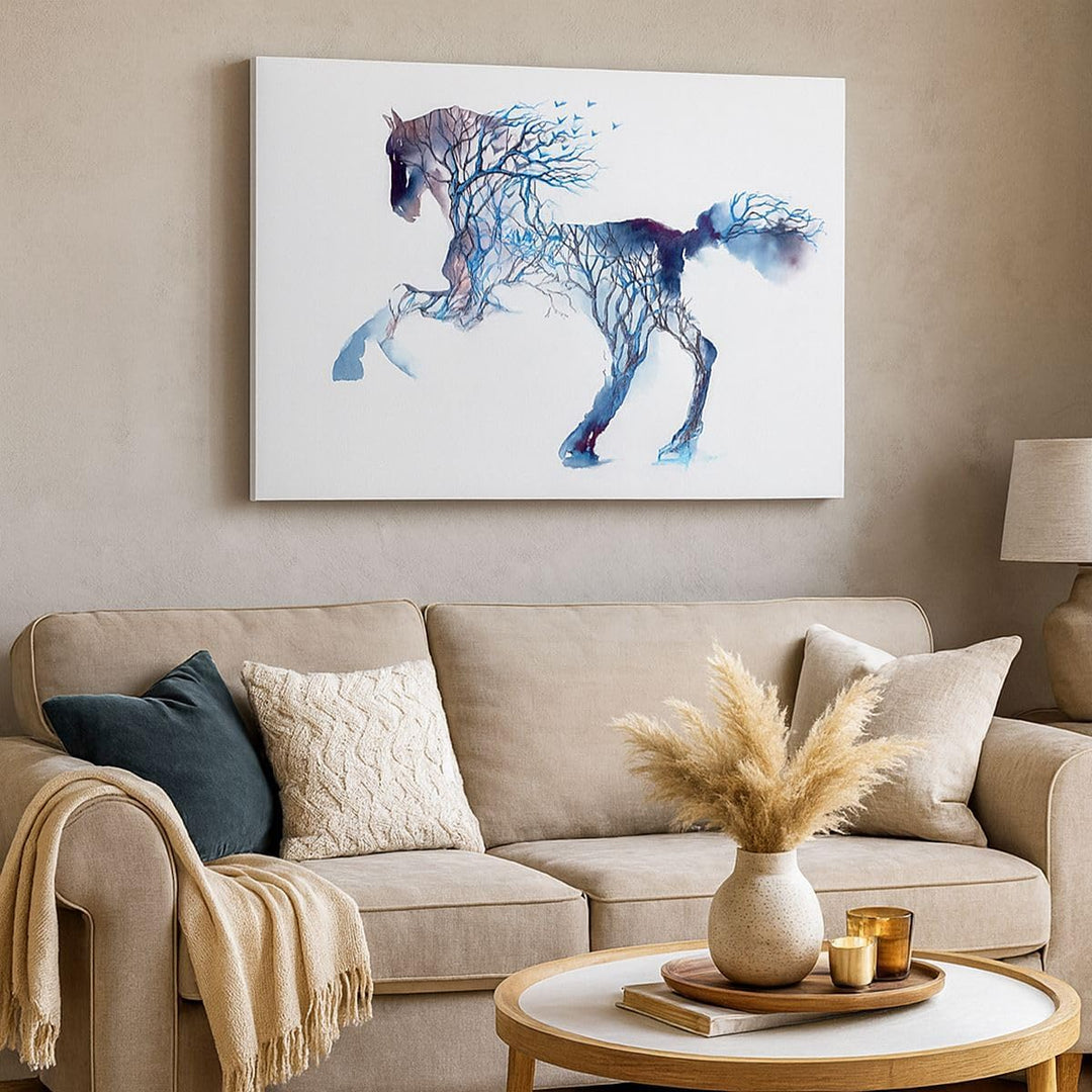 Bilder auf Leinwand 100x70cm Leinwandbild natur malen schön Hengst Gross Wanddeko Bild Schlafzimmer