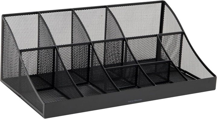 Mind Reader Network Collection, 11-Compartment Coffee Cup and Condiment Countertop Organizer, Metal