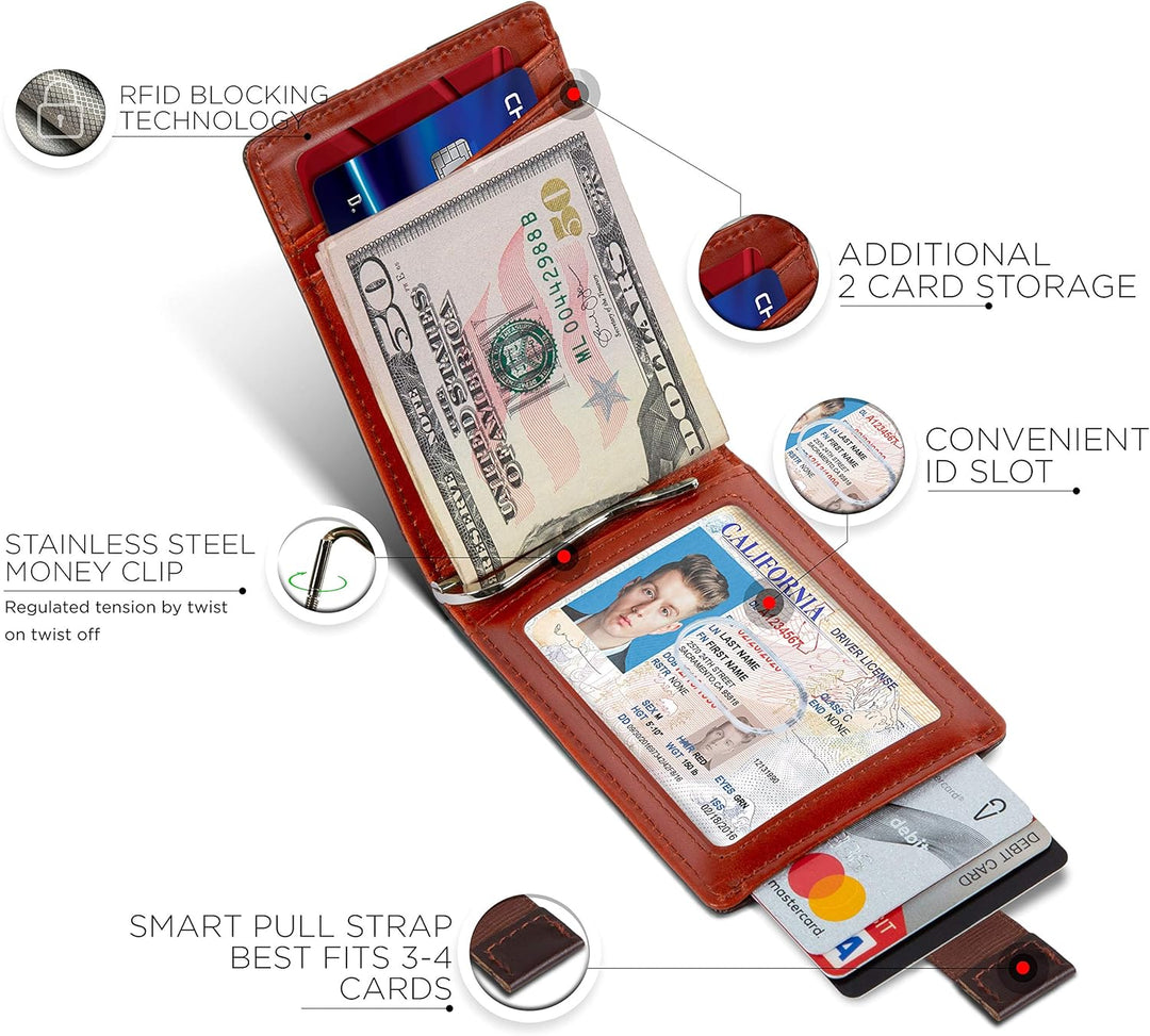 SERMAN BRANDS RFID-blockierende, schlanke Bifold-Echtleder-Geldbörsen für Herren, minimalistische Vo