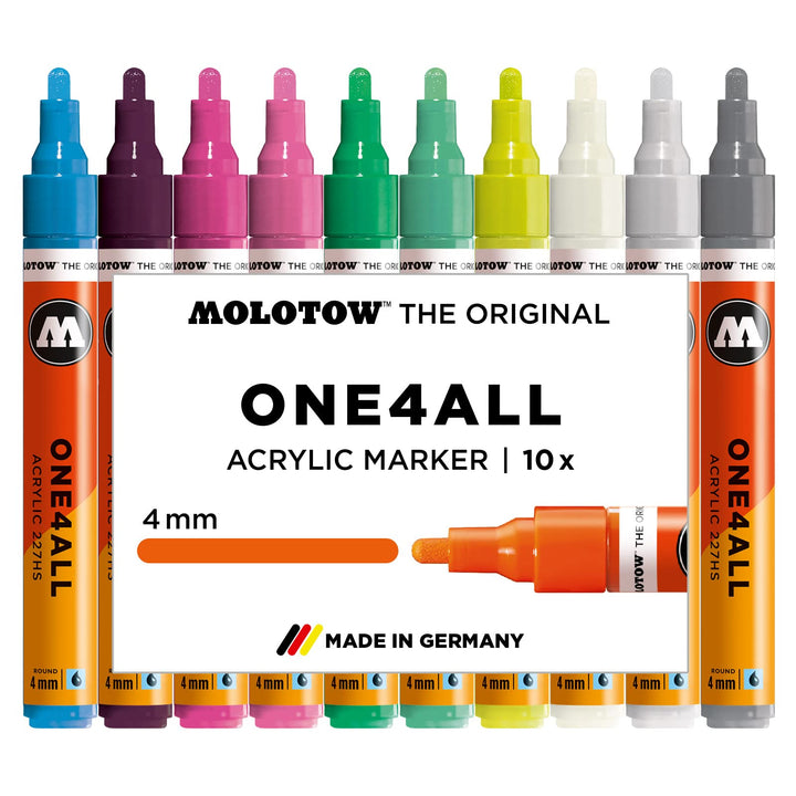 Molotow One4All 227HS Acryl Marker Basic-Set 3 (4,0 mm Strichstärke, hochdeckend und permanent, UV-b