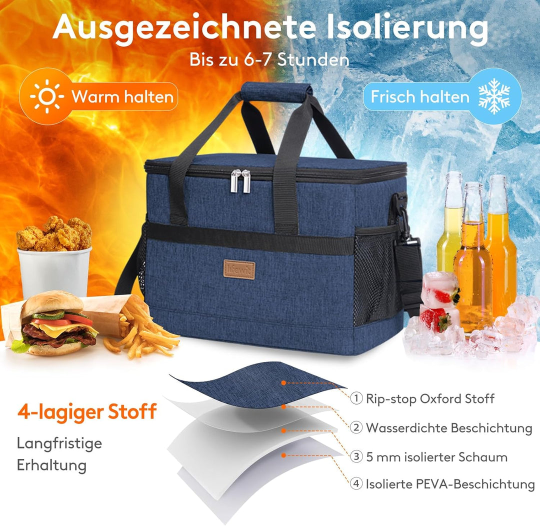 Lifewit 20/30/40L 30/50/60 Dosen Kühltasche Gross faltbar Kühlkorb Kühlbox Isoliertasche Thermotasch