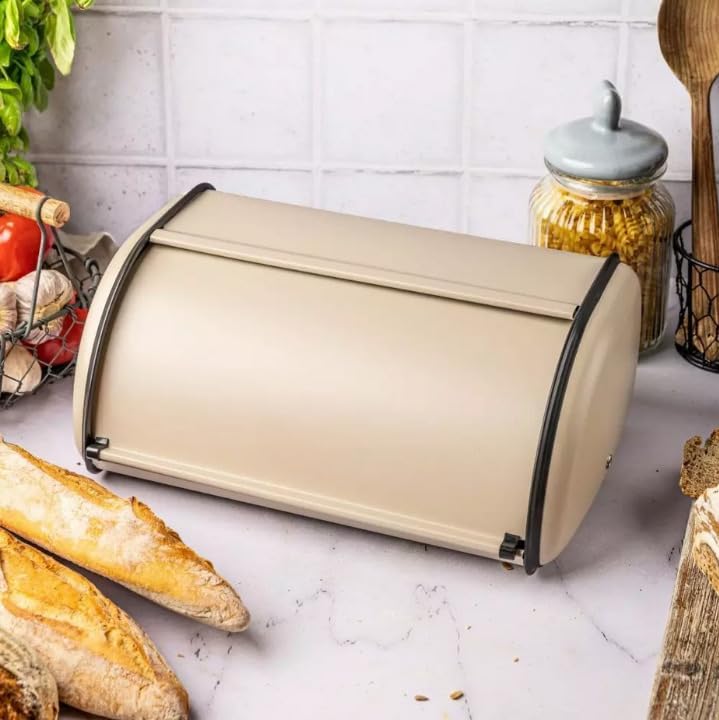 Brotkasten aus Stahl (Creme, Kleine 36cm x 24cm x 15cm) Creme Kleine 36cm x 24cm x 15cm, Creme Klein